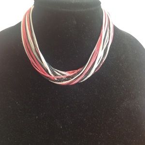 NWT Guess silver-pink-black & white chain necklace